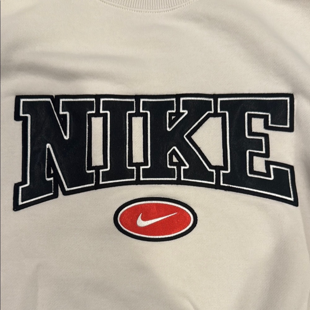 Nike Women's Cream Cropped Crewneck Sweatshirt - Picture 3 of 3